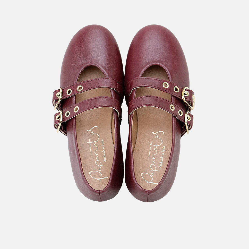 Papanatas burgundy leather Mary Janes with straps | Eli 1957