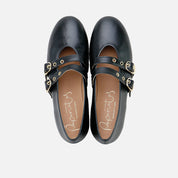 Papanatas black leather Mary Janes with straps | Eli 1957