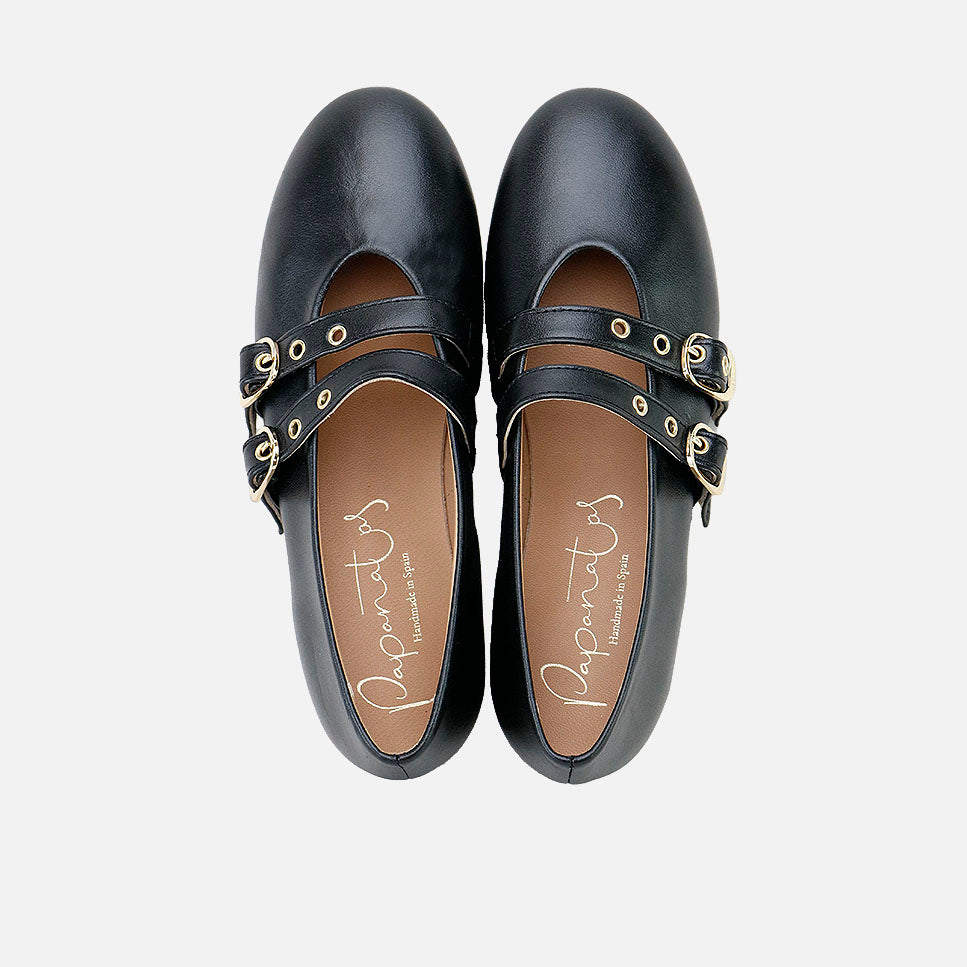 Papanatas black leather Mary Janes with straps | Eli 1957