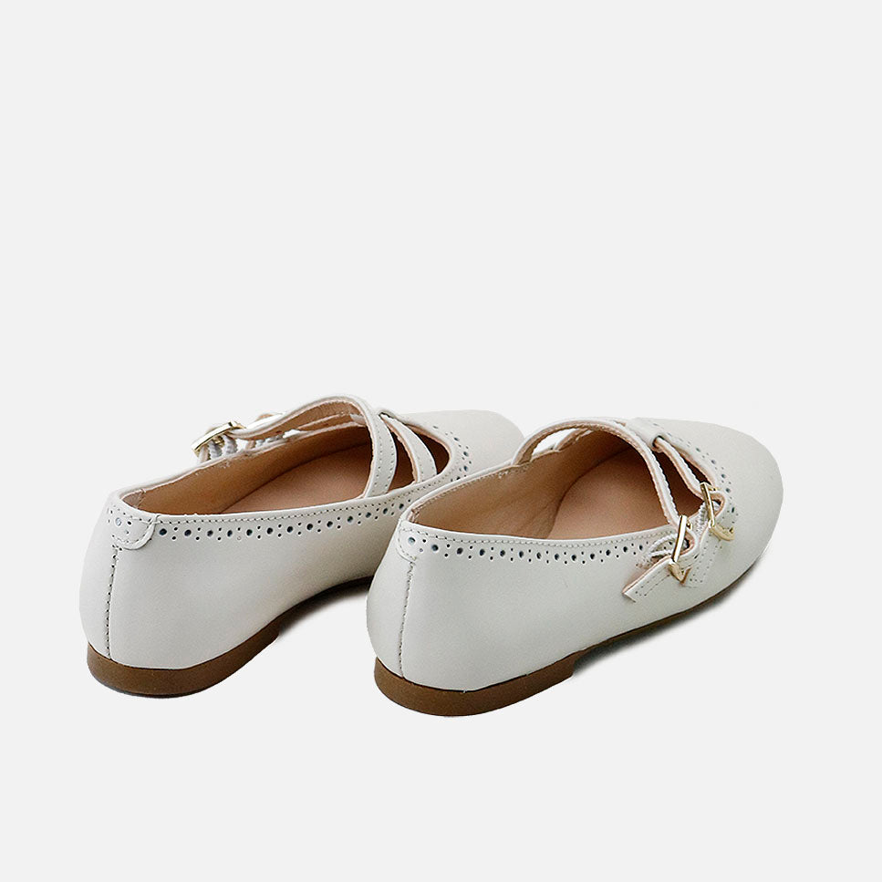 Merceditas doble correa piel beig Papanatas | Eli 1957