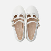 Merceditas doble correa piel beig Papanatas | Eli 1957