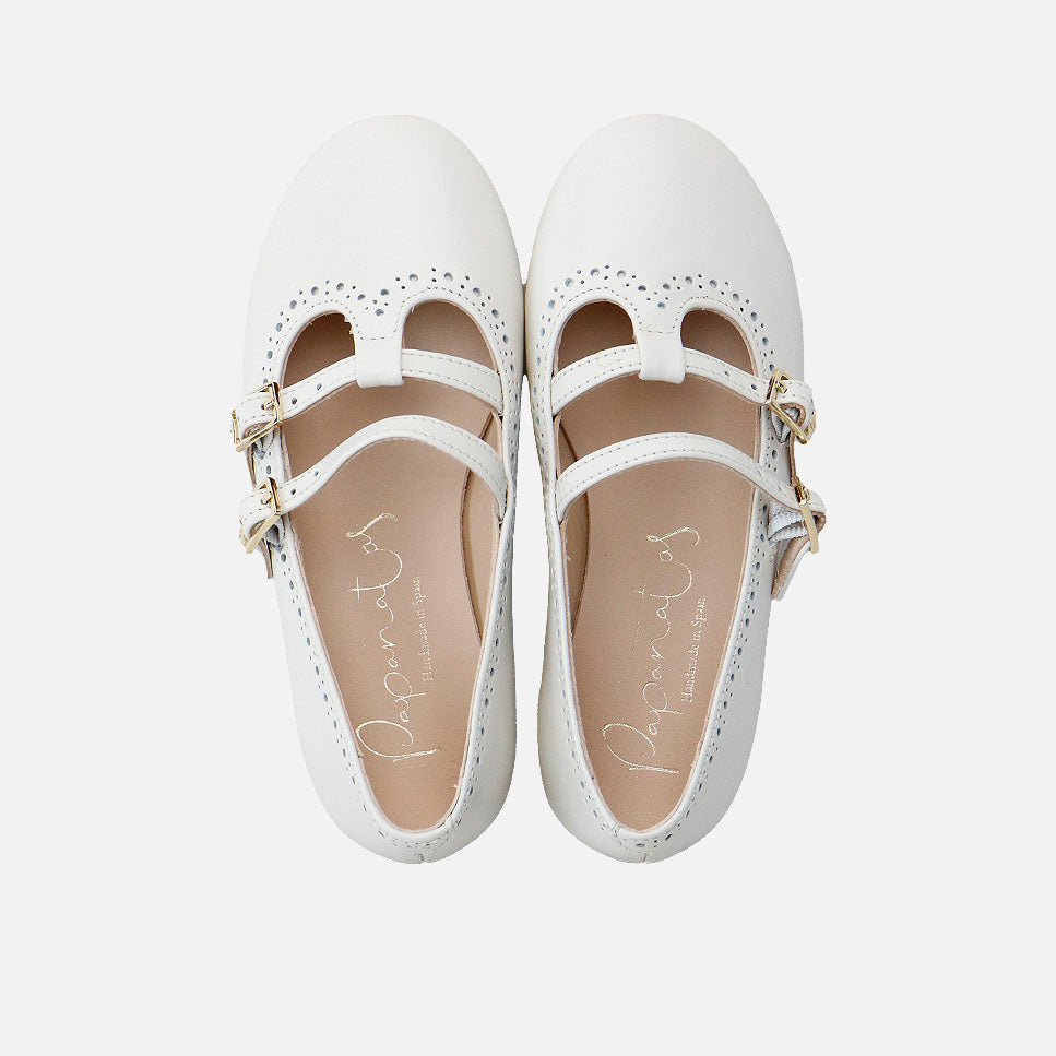 Merceditas doble correa piel beig Papanatas | Eli 1957