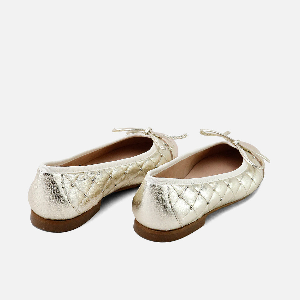 Quilted ballerinas with gold studs and silly charm | Eli 1957