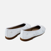 Bailarinas cordon troquelas piel alfa blanco Papanatas | Eli 1957