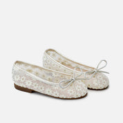 Bailarinas cordon piel margaritas beig Papanatas | Eli 1957