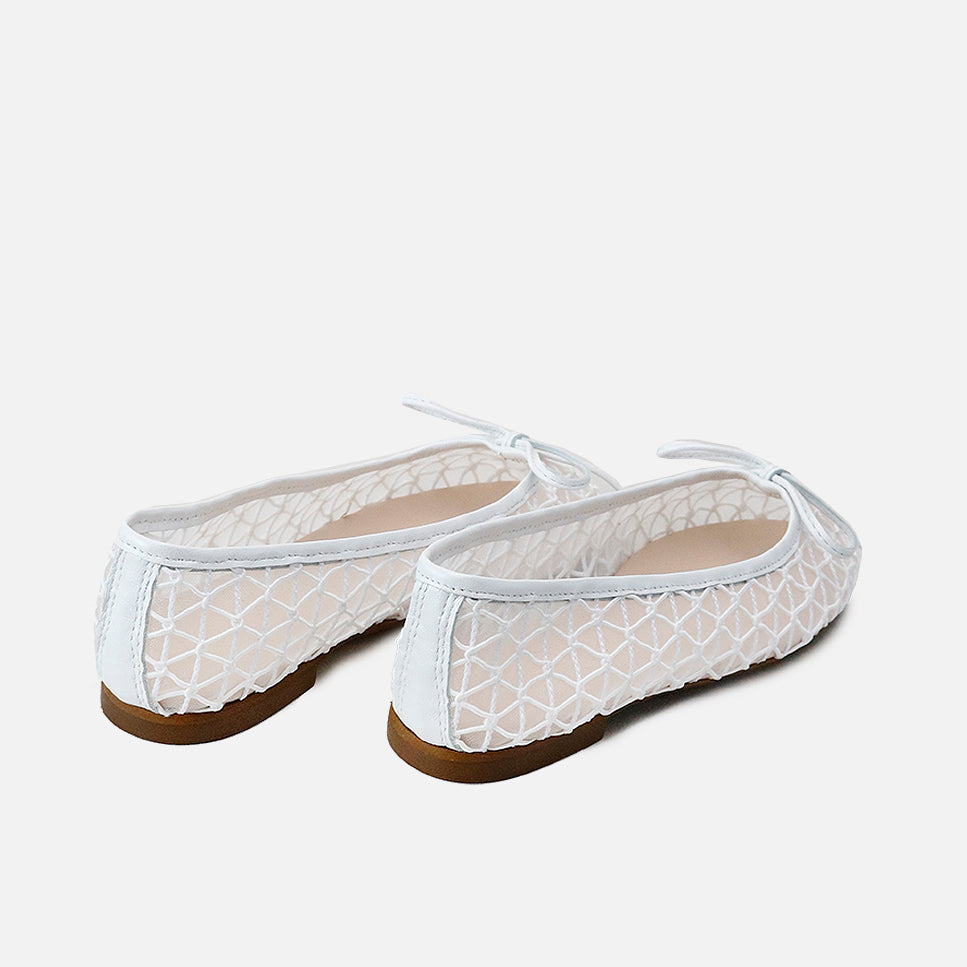 Bailarina blanca de rejilla con lazo Papanatas | Eli 1957