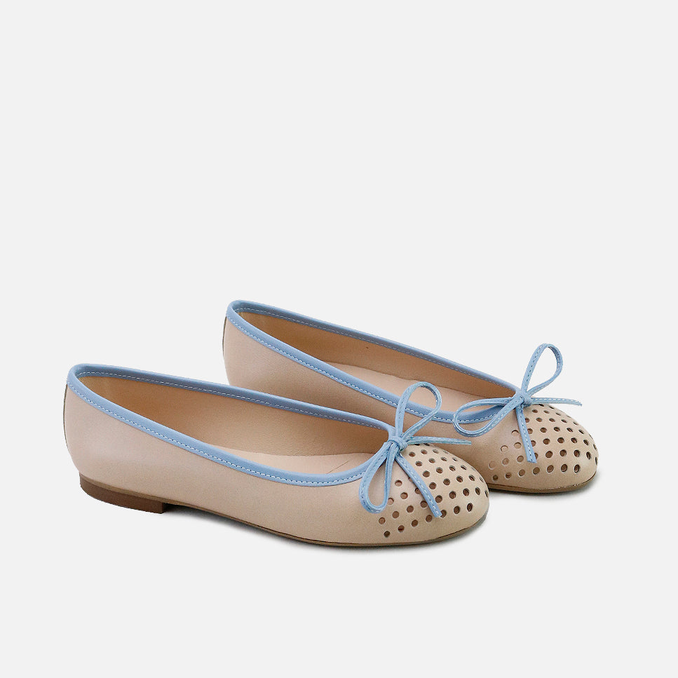 Bailarinas piel combinada con lazada Papanatas | Eli 1957