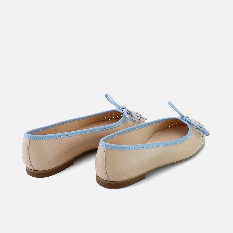 Bailarinas piel combinada con lazada Papanatas | Eli 1957