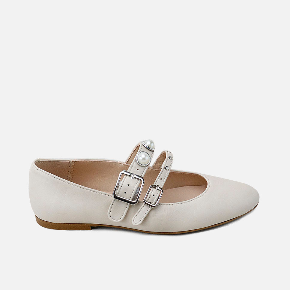 Merceditas piel perlas beig Papanatas | Eli 1957