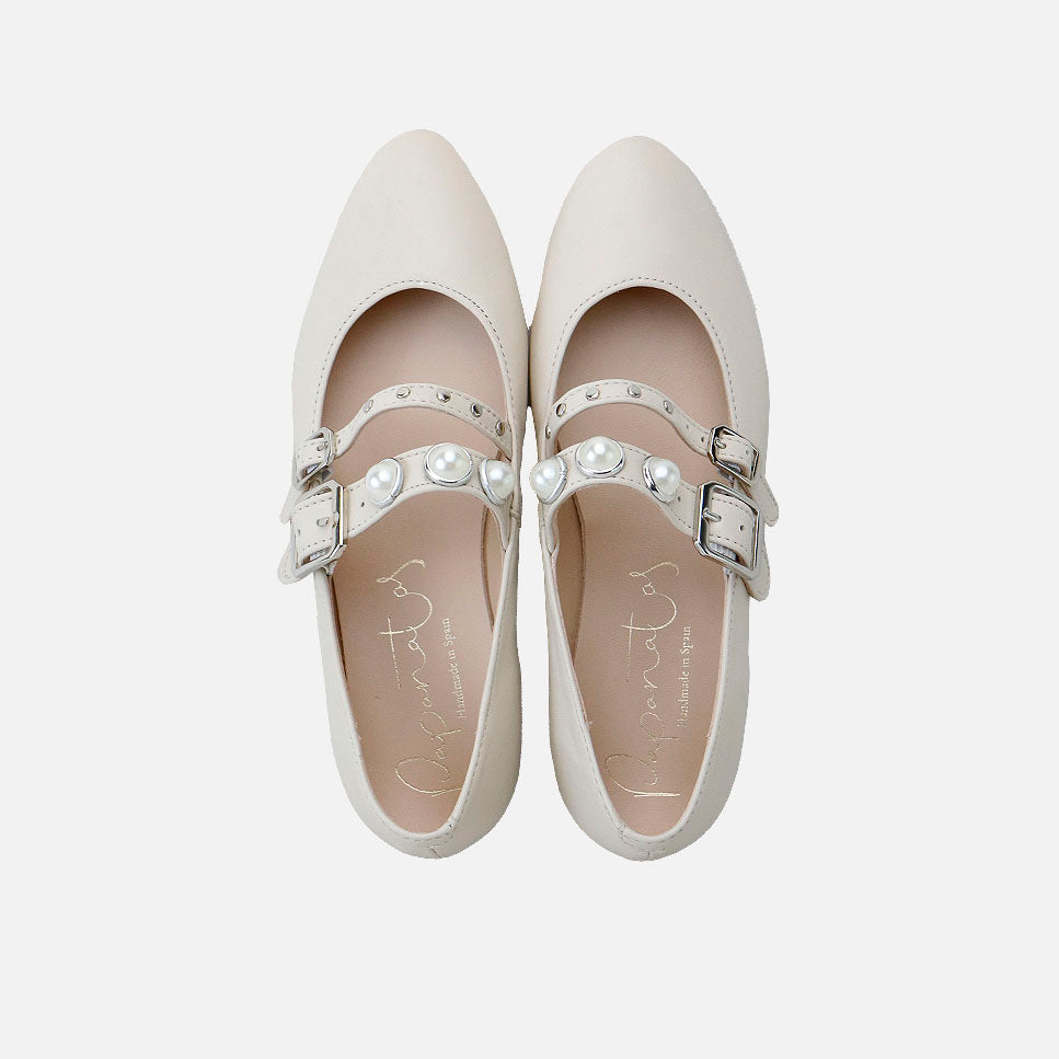 Merceditas piel perlas beig Papanatas | Eli 1957