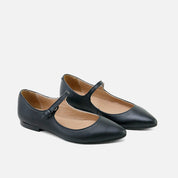 Papanatas black cathay leather pointed Mary Janes | Eli 1957