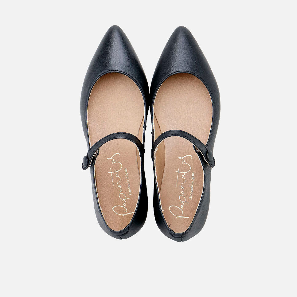 Papanatas black cathay leather pointed Mary Janes | Eli 1957