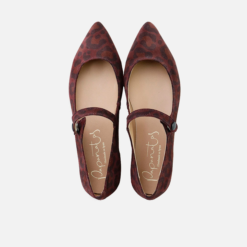 Wine Leo Velour Leather Mary Janes | Eli 1957