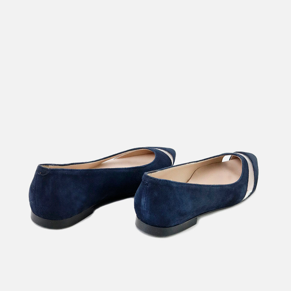 Papanatas Blue Sheer Suede Ballerina | Eli 1957