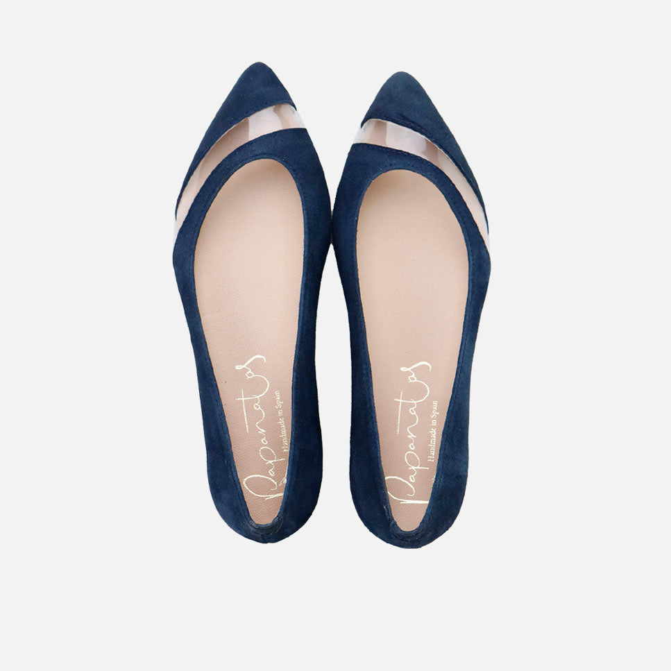Papanatas Blue Sheer Suede Ballerina | Eli 1957