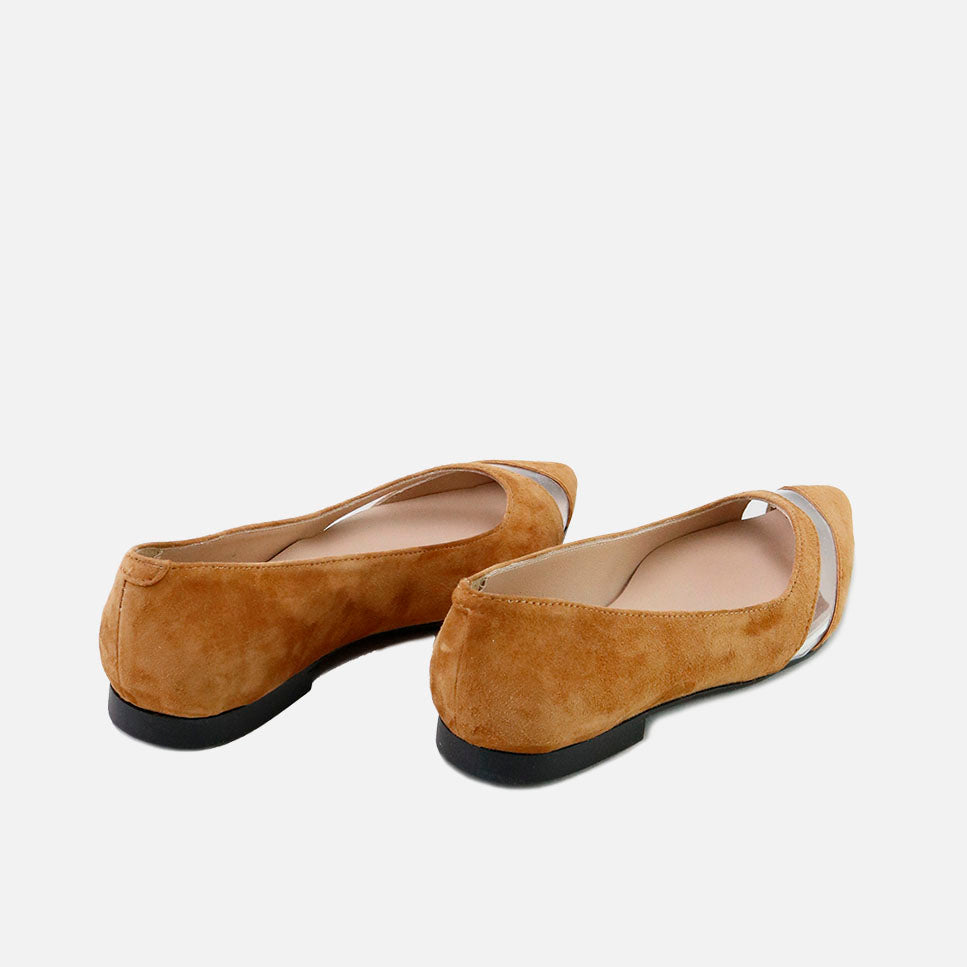 Papanatas Cognac Sheer Suede Ballerina | Eli 1957