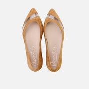 Papanatas Cognac Sheer Suede Ballerina | Eli 1957