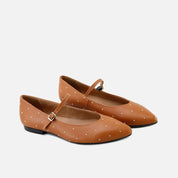 Pointed Mary Janes with a buckle in Cathay leather Papanatas | Eli 1957
