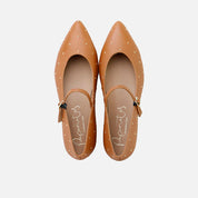Pointed Mary Janes with a buckle in Cathay leather Papanatas | Eli 1957