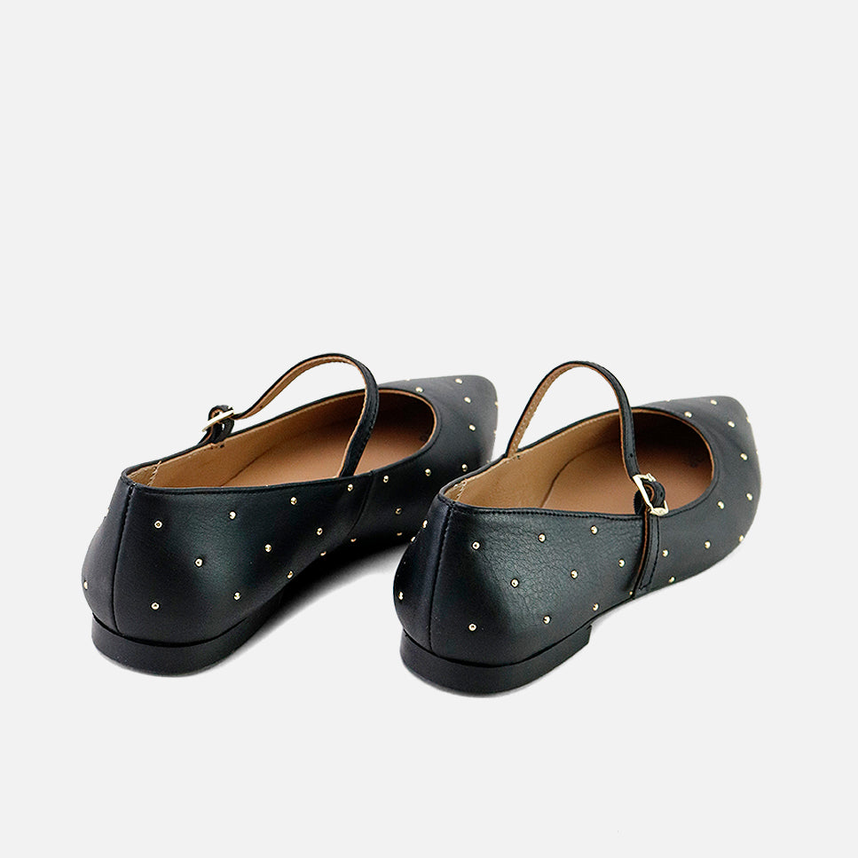 Papanatas black cathay leather pointed Mary Janes with buckle | Eli 1957