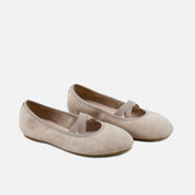 Bailarinas Ballet Elasticos piel velour camel Papanatas | Eli 1957