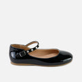 Papanatas black patent leather pearl strap Mary Janes | Eli 1957