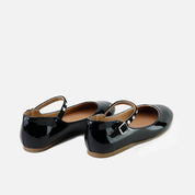 Papanatas black patent leather pearl strap Mary Janes | Eli 1957