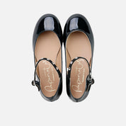 Papanatas black patent leather pearl strap Mary Janes | Eli 1957