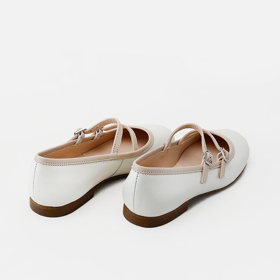 Merceditas piel beig con correas y vivo en maquillaje Papanatas | Eli 1957