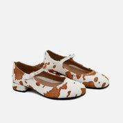 Mary Janes in foal and cowhide leather with Papanatas heel | Eli 1957