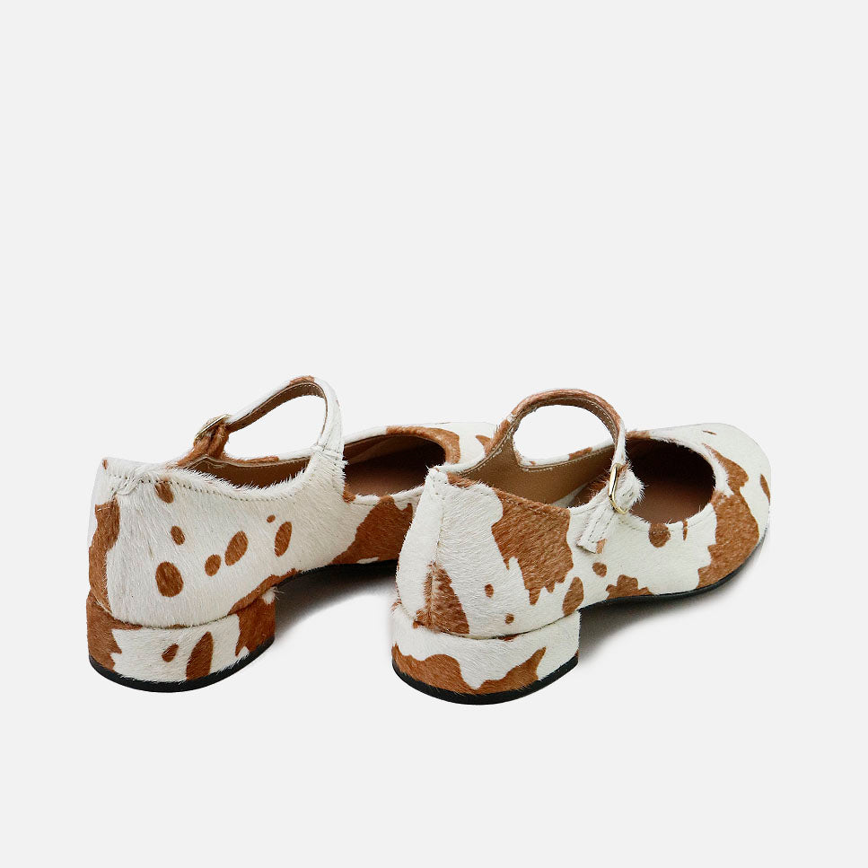 Mary Janes in foal and cowhide leather with Papanatas heel | Eli 1957