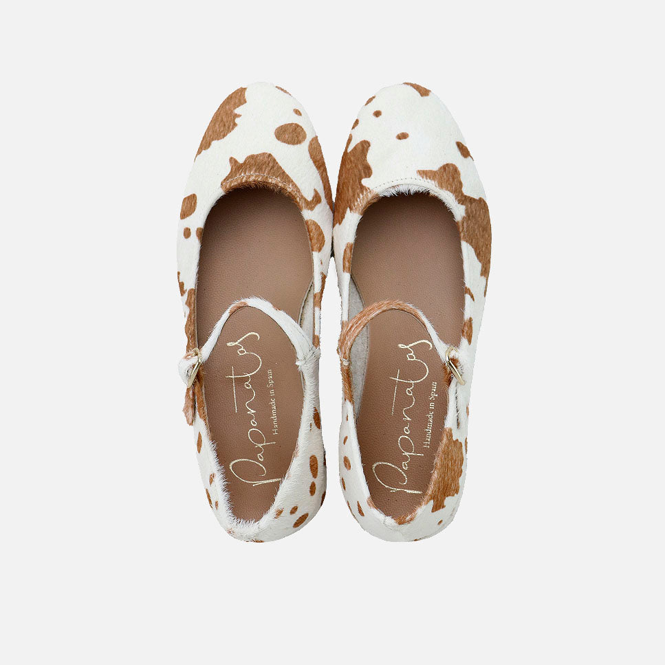 Mary Janes in foal and cowhide leather with Papanatas heel | Eli 1957