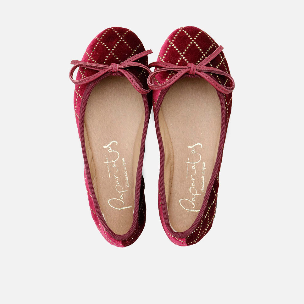 Papanatas Burgundy Crystal Bow Ballerinas | Eli 1957