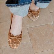 Suede Studded Glove Ballerinas with Turron Papanatas | Eli 1957