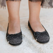 Black Suede Studded Glove Ballerinas | Eli 1957