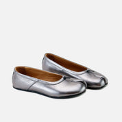 Ballerines en cuir métallisé plomb d'inspiration japonaise Eli | Éli 1957