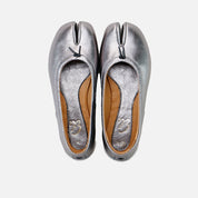 Ballerines en cuir métallisé plomb d'inspiration japonaise Eli | Éli 1957
