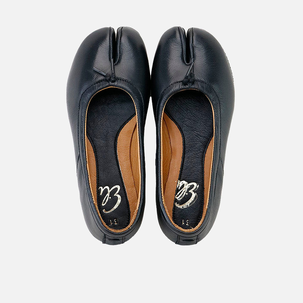Ballerines en cuir noir d'inspiration japonaise Eli | Éli 1957