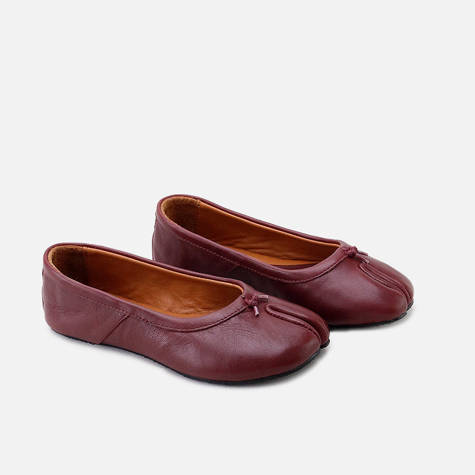 Eli burgundy leather Japanese-inspired ballerinas | Eli 1957
