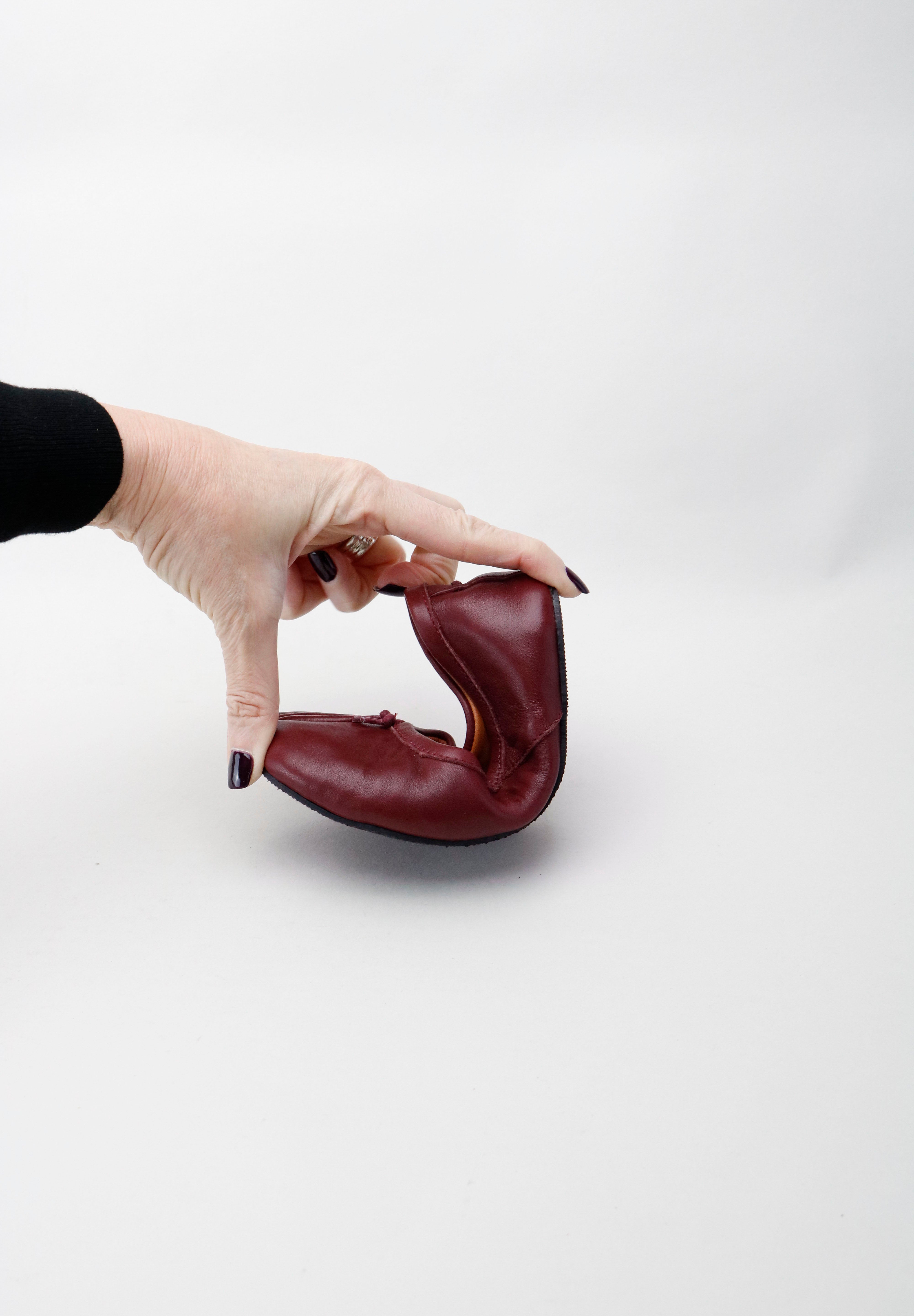 Eli burgundy leather Japanese-inspired ballerinas | Eli 1957