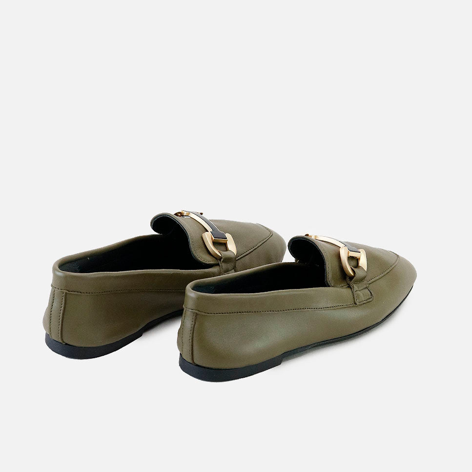 Mocasines guante hebilla piel guantino kaki Papanatas | Eli 1957