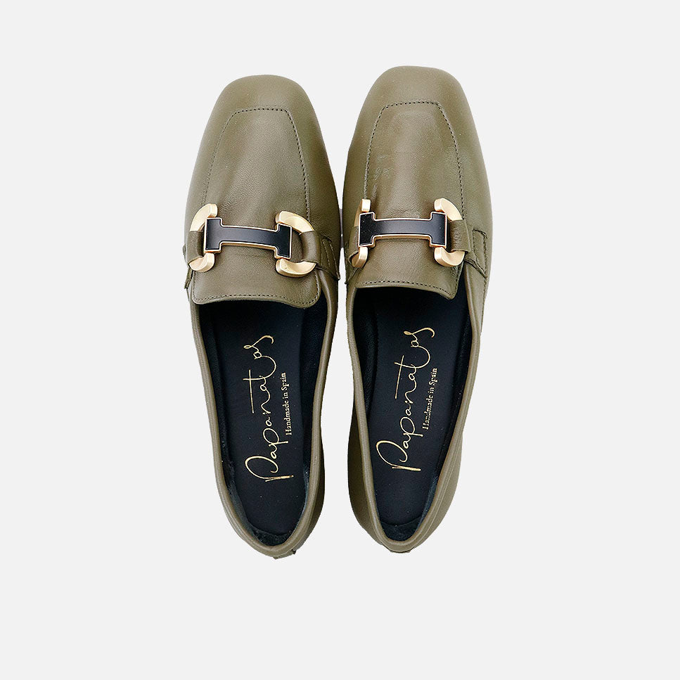 Mocasines guante hebilla piel guantino kaki Papanatas | Eli 1957