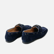 Nauticos de  piel serraje Azul Papanatas | Eli 1957