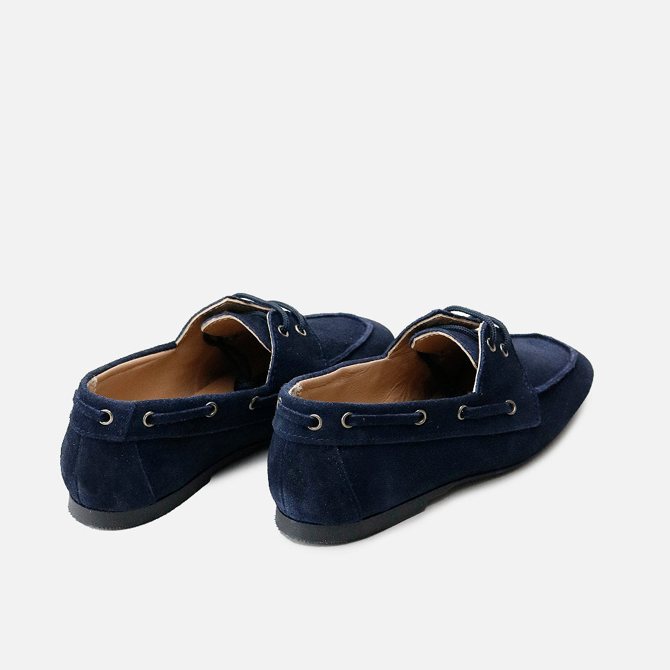 Nauticos de  piel serraje Azul Papanatas | Eli 1957