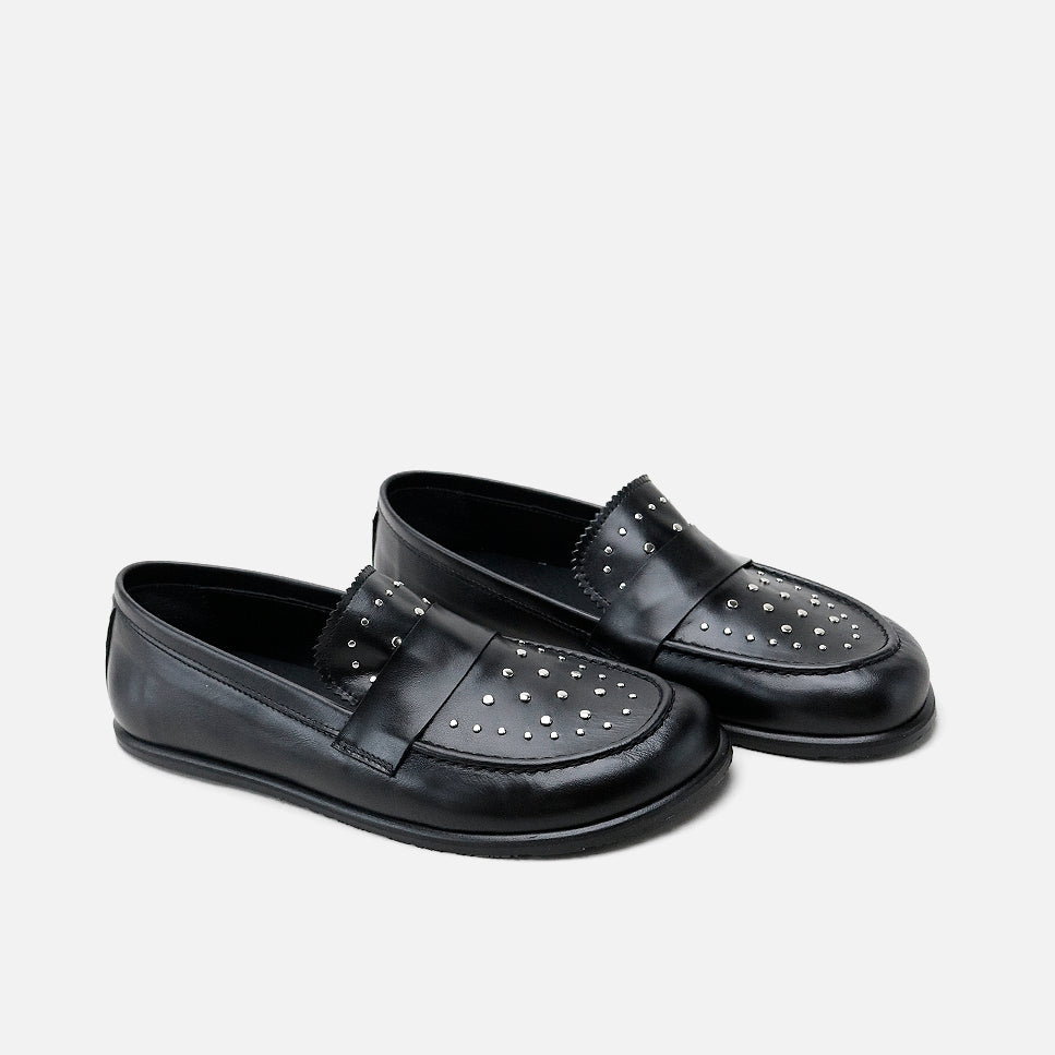 Mocassini barefoot in nappa nera con borchie Elisoft | Eli 1957
