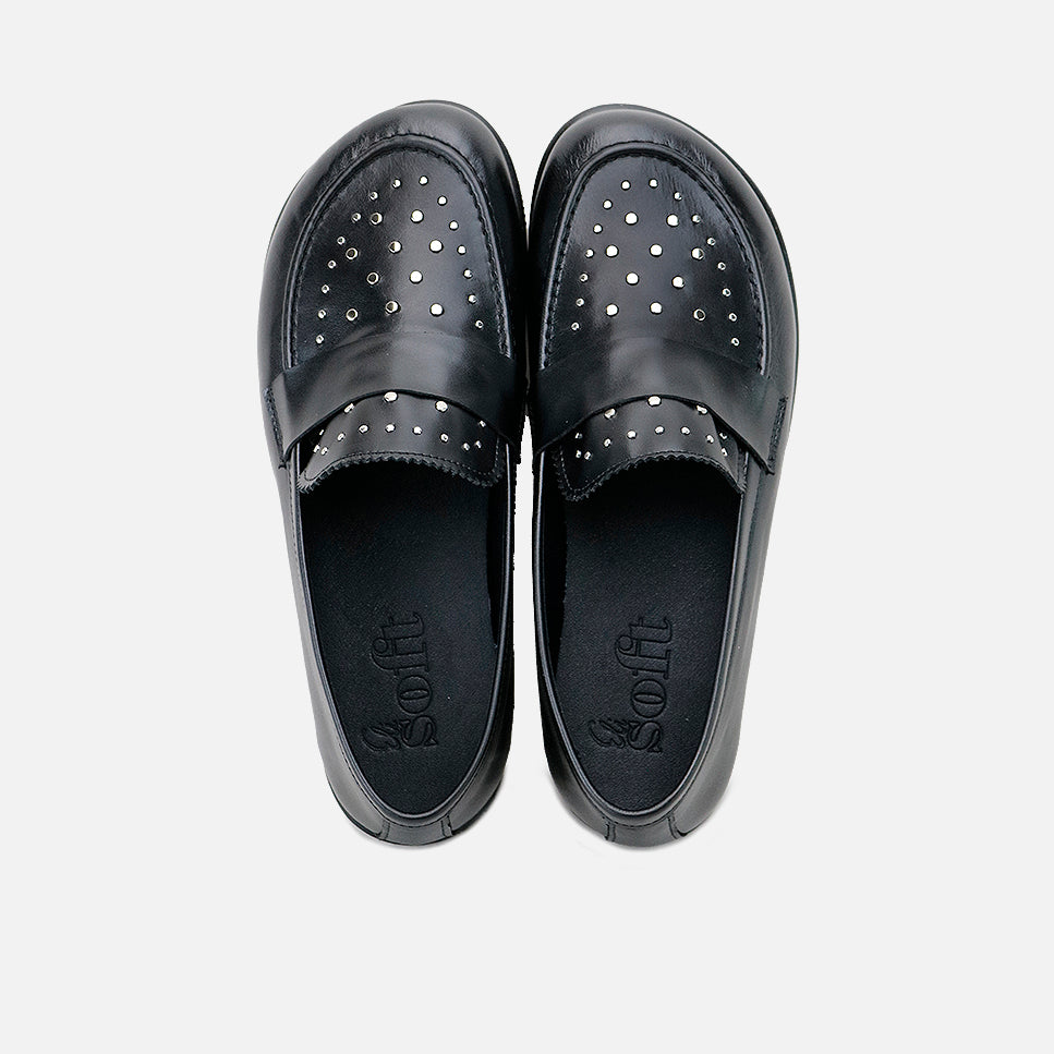 Mocassini barefoot in nappa nera con borchie Elisoft | Eli 1957