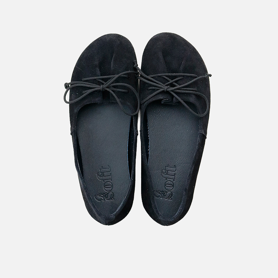 Black English leather barefoot ballerinas with bow Eli Soft | Eli 1957