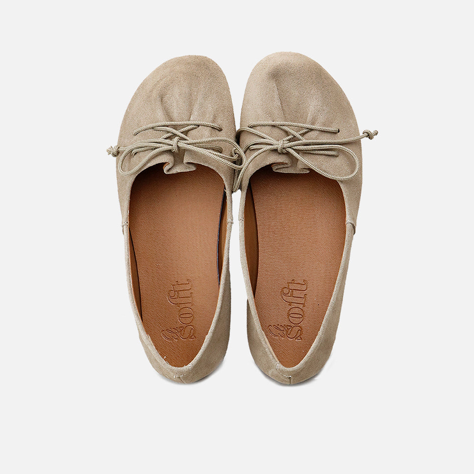 Velor leather barefoot ballerinas with bow Eli Soft | Eli 1957