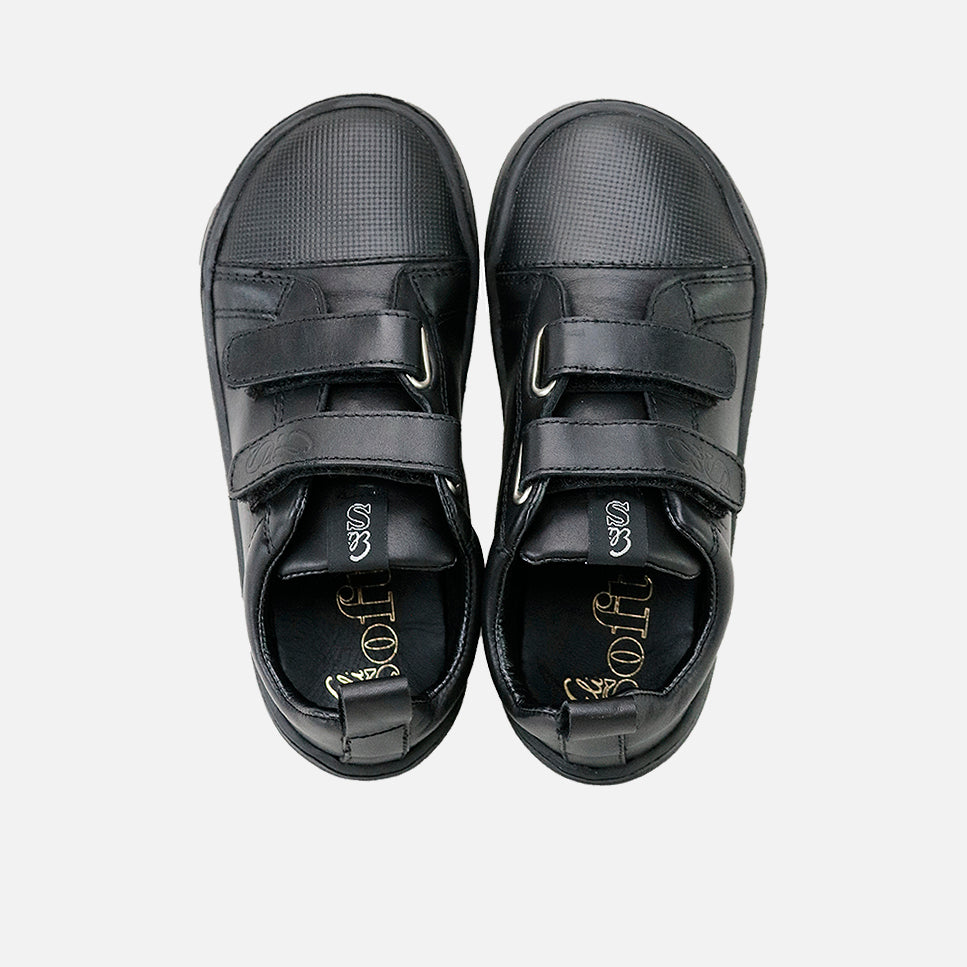 Elisoft black napa leather double-strap barefoot trainers | Eli 1957