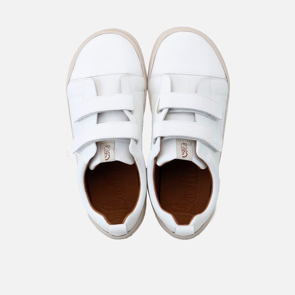 Deportivos barefoot doble correa piel napa blanco guesso Elisoft | Eli 1957